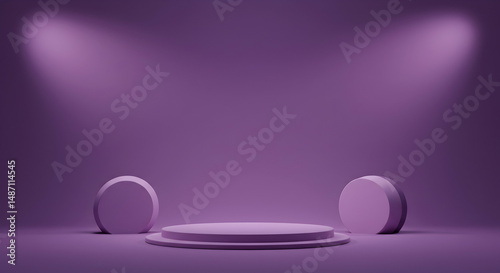 purple,  podium,  display, Purple Cylindrical Display Podium with Spotlights