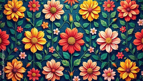Wallpaper Mural Intricate floral pattern, repeating seamlessly , textile, pretty Torontodigital.ca
