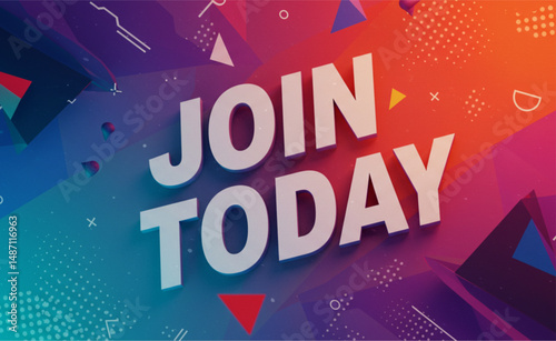 Vibrant "JOIN TODAY" Banner with Energetic Abstract Design
