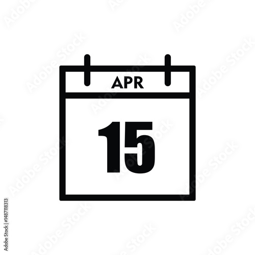 calender icon, 15 april icon with white background