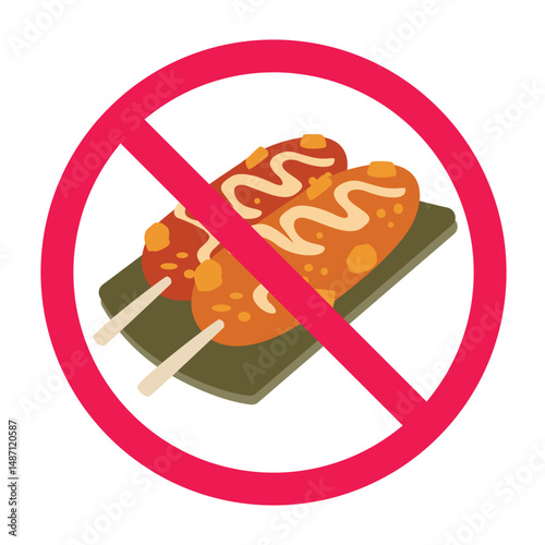 No corn dogs sign, Prohibited fast food symbol vector, Do not eat corn dog sign