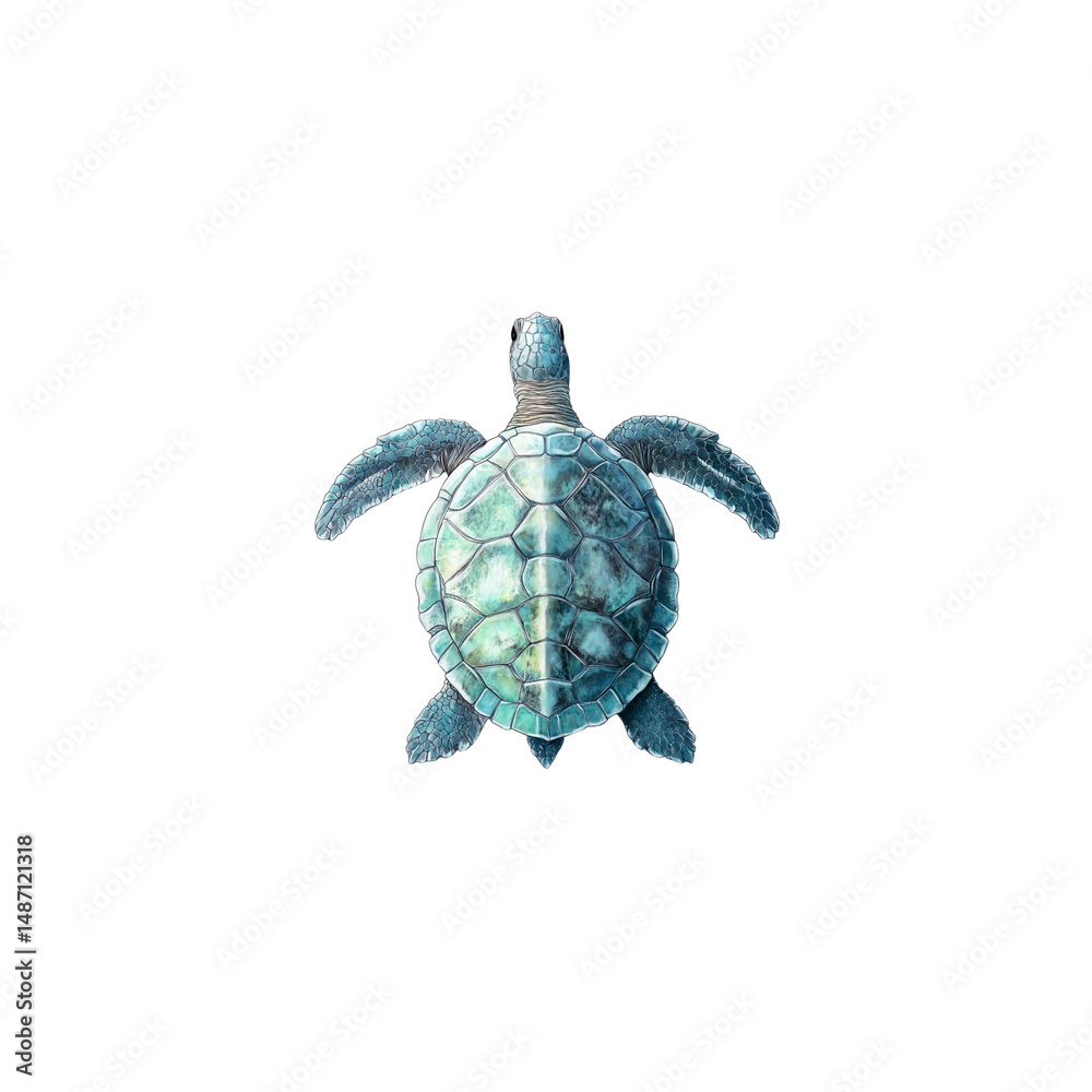 Fototapeta premium Pastel turtle on white background 