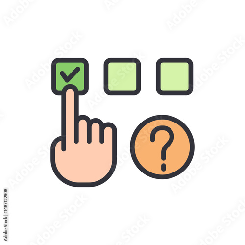 Interactive Checklist With Finger Pointing And Question Mark Symbol
