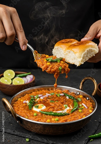 Spicy Pav Bhaji: Steaming Indian Curry with Soft Bread