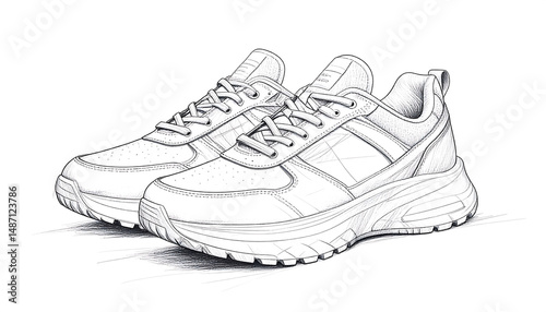 Sketch of a pair of athletic shoes.