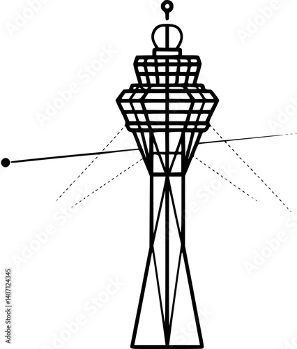 Abstract tower silhouette communication beacon outlined form