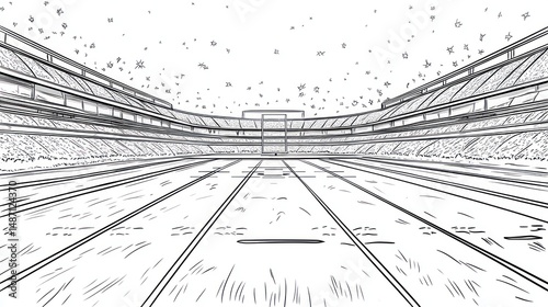 Wallpaper Mural Empty stadium drawing, interior view, perspective, digital art, background Torontodigital.ca