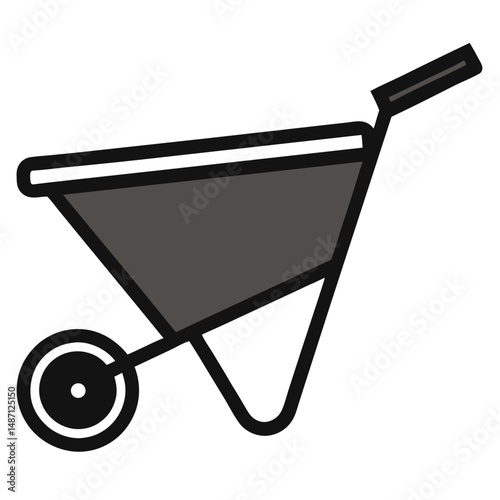 Old wheelbarrow icon vector on white background.