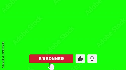 Subscribe Animation with like, notification and thanks in French Language on Green Screen