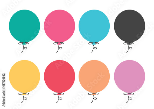 Colorful balloons vector set design. Colorful flat balloons. Balloons clipart.