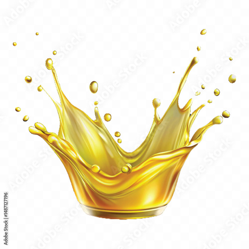 realistic splash of oil in crown style isolated on transparent background