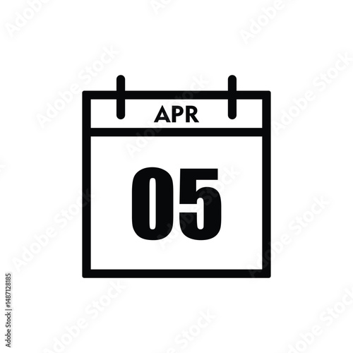 calender icon, 05 april icon with white background