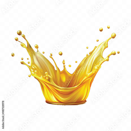 realistic splash of oil in crown style isolated on transparent background