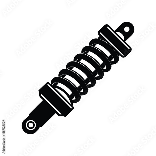 Black and white illustration of a vehicle shock absorber isolated on white background
