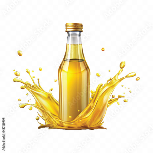 realistic splash of oil in crown style isolated on transparent background