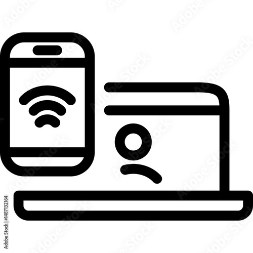Remote Work Line Icons . Freelancer Work from Home, Video Call, Online Meeting, Teleconference Vector Set
