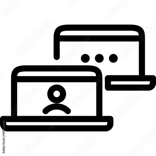 Remote Work Line Icons . Freelancer Work from Home, Video Call, Online Meeting, Teleconference Vector Set