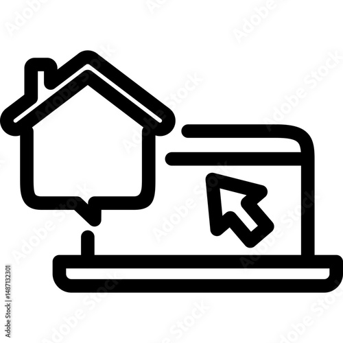 Remote Work Line Icons . Freelancer Work from Home, Video Call, Online Meeting, Teleconference Vector Set