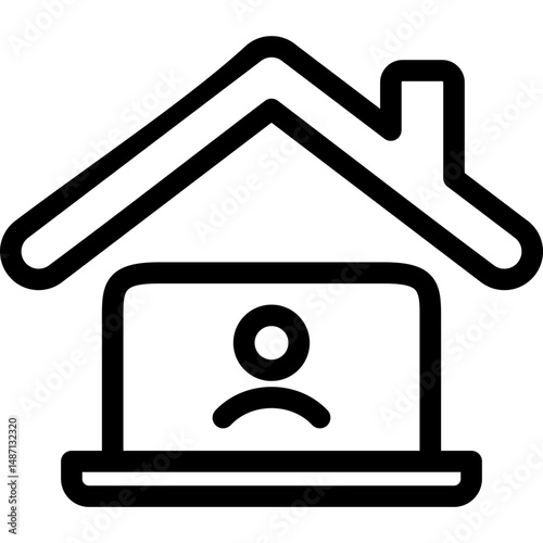 Remote Work Line Icons . Freelancer Work from Home, Video Call, Online Meeting, Teleconference Vector Set