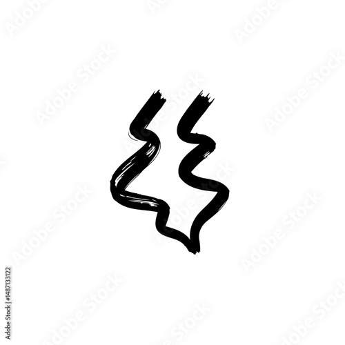 Abstract linear shape with uneven strokes and hand-drawn quality, artistic expression