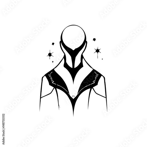 Stylized representation of a figure silhouette shrouded in darkness and mystery