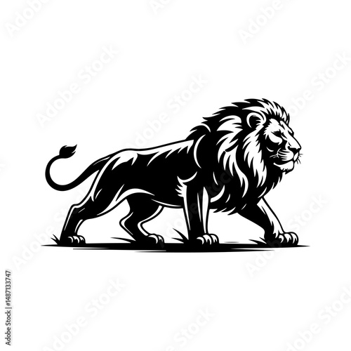 Lion Silhouette in African Savanna Landscape