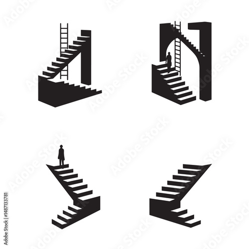 Stairs Graphics Pack Assorted Staircase Illustrations for Architectural Plans and Layouts
