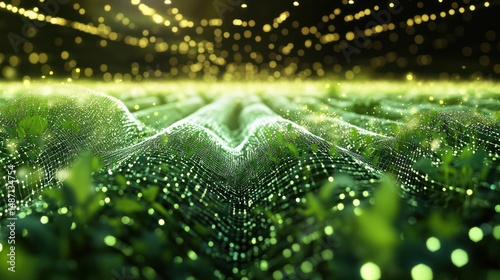 Enchanted Green Field: A Digital Landscape of Nature's Beauty