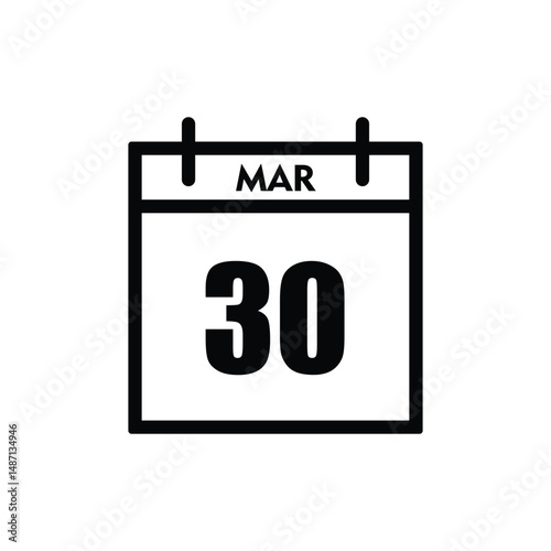 calender icon, 30 march icon with white background