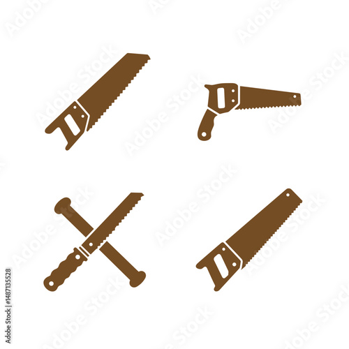 Assorted Hand Saw Silhouettes Collection of Different Saw Styles for Your Projects
