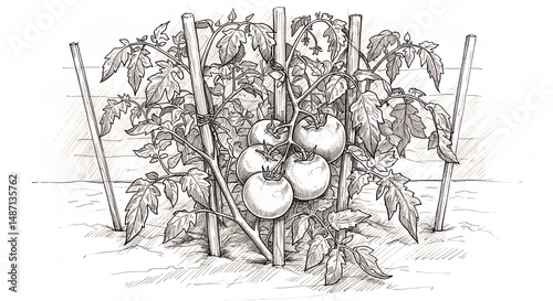 Tomato plant illustration for garden