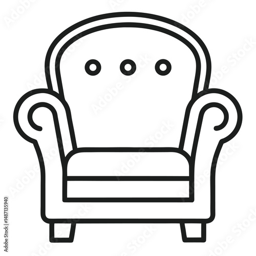 Armchair line art vector icon on white background 
