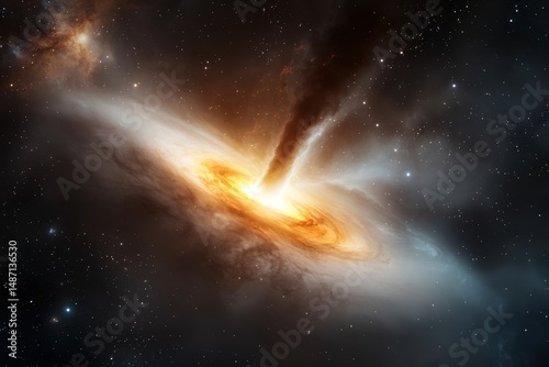 Cosmic Black Hole and Galaxy with Powerful Jet black hole galaxy space universe cosmos astronomy astrophysics stars cosm