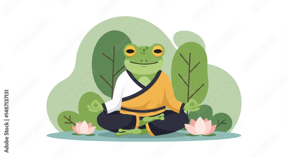 Obraz premium Frog Meditating in Nature
