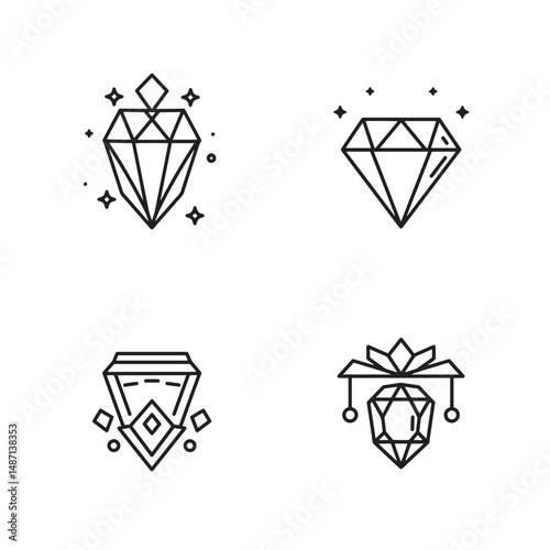 Elegant Diamond Illustrations Refined Jewel Designs for HighEnd Branding and Print Materials
