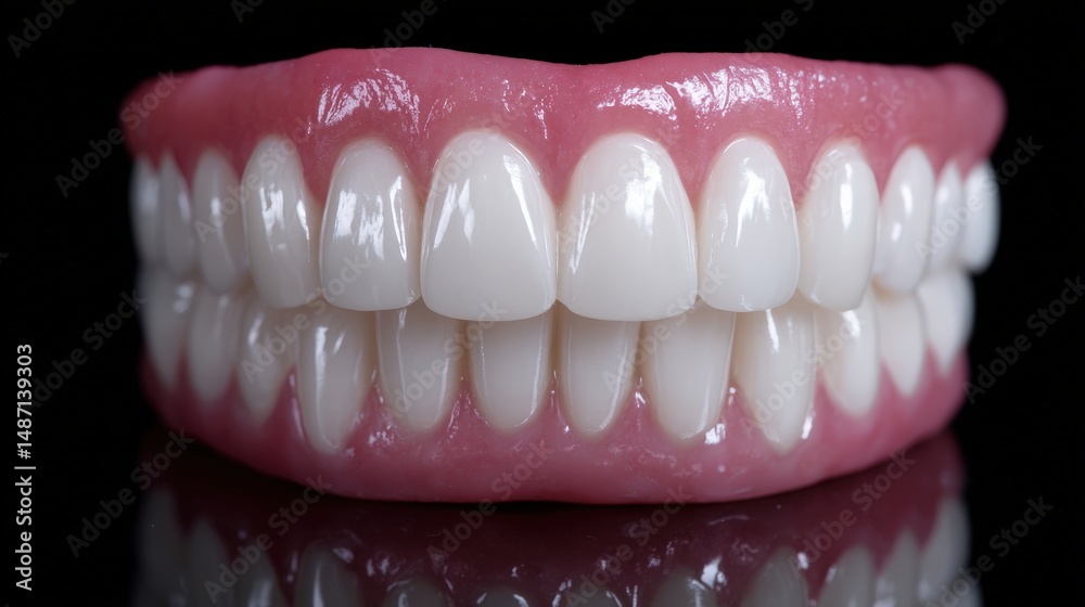 Obraz premium Close-up of artificial dentures on display.