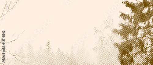 abstract background with trees and circles in sepia colors, vector illustration
