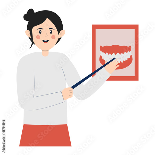 Dental Care People Cartoon Character. Isolated on White Background.