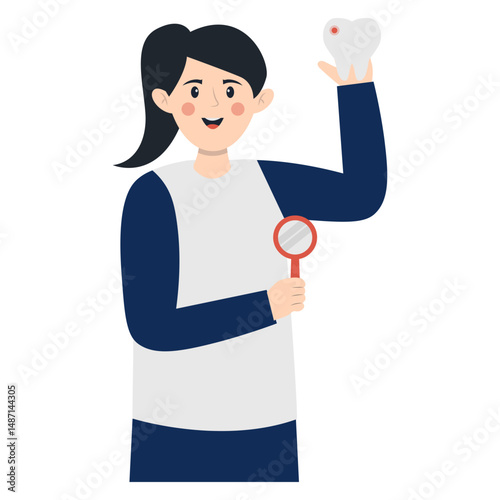Dental Care People Cartoon Character. Isolated on White Background.