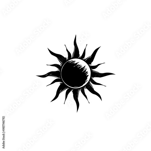 Stylized sun illustration radiating energy with dramatic, artistic flair