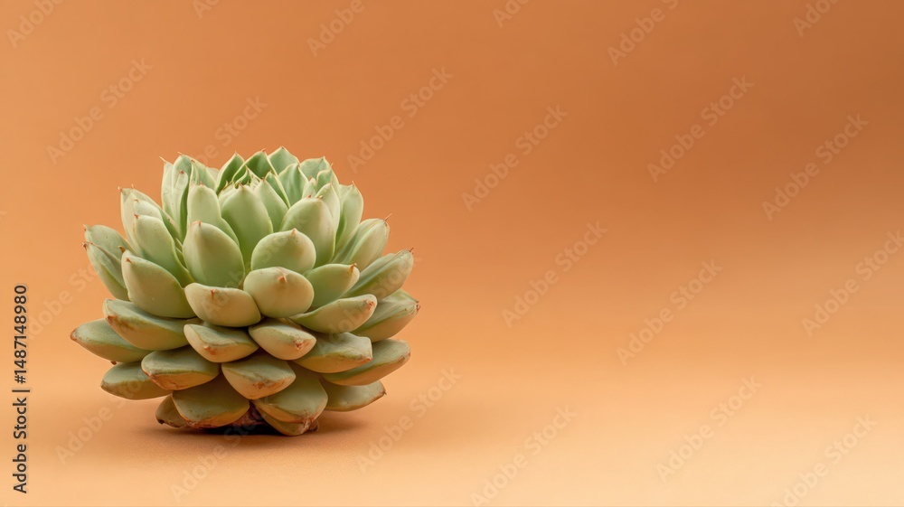 Fototapeta premium Green Succulent on Orange Background
