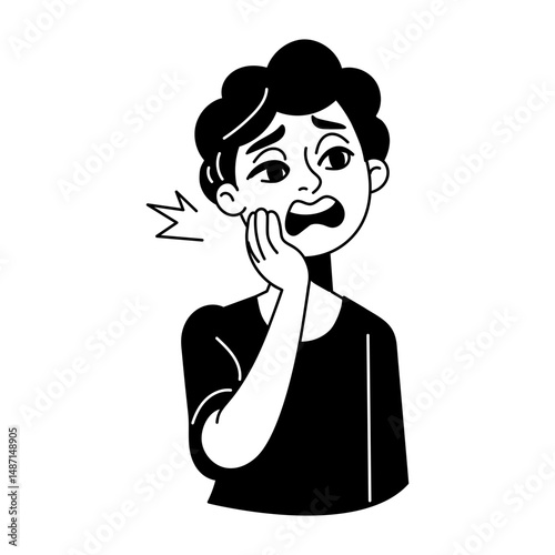 A hand drawn style illustration of toothache 
