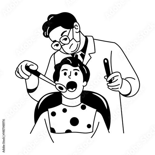 Dental checkup illustration in sketchy style 
