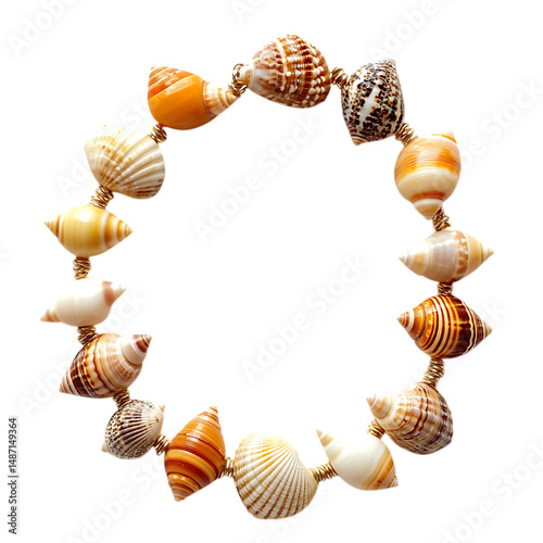 Trendy Shell Anklet with a Mix of Smooth and Textur Isolated on Transparent Background