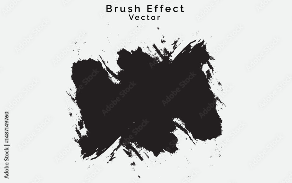 Obraz premium Hand drawn brush effect design with black color and in an isolated white background. Black color brush strokes collection design vector. Grunge design element vector. Brush texture design template. 