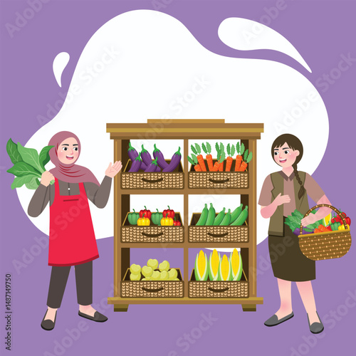 Mother shopping in supermarket. Grocery Shopping. Housewife Monthly Lifestyle.
