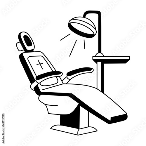Sketchy style illustration of dental chair 
