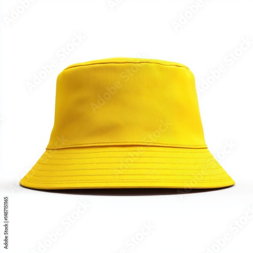 Yellow bucket hat isolated object on white background