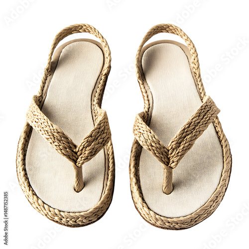Fashionforward Espadrille-Style Sandals with a Natur Isolated on Transparent Background