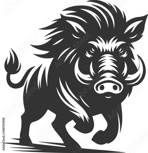 Black vector of a boar animal mammal silhouette